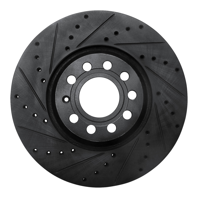 Audi A6 Brake Rotor (1) - Front Left - R1 Concepts - Drilled & Slotted - Black - `97-`06